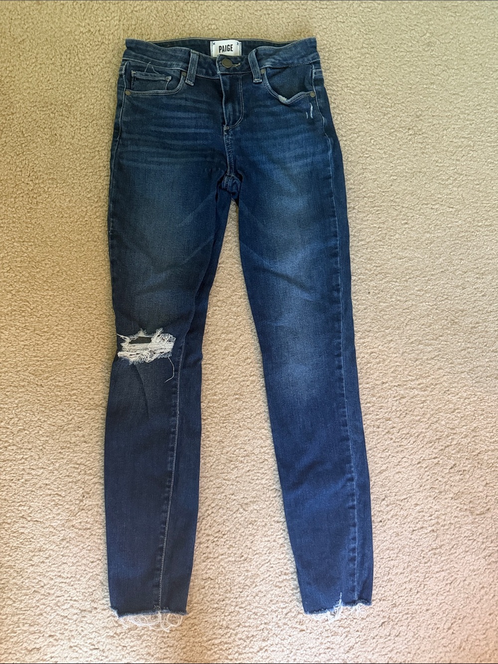 PAIGE Indigo Ripped High-Rise Skinny Jeans